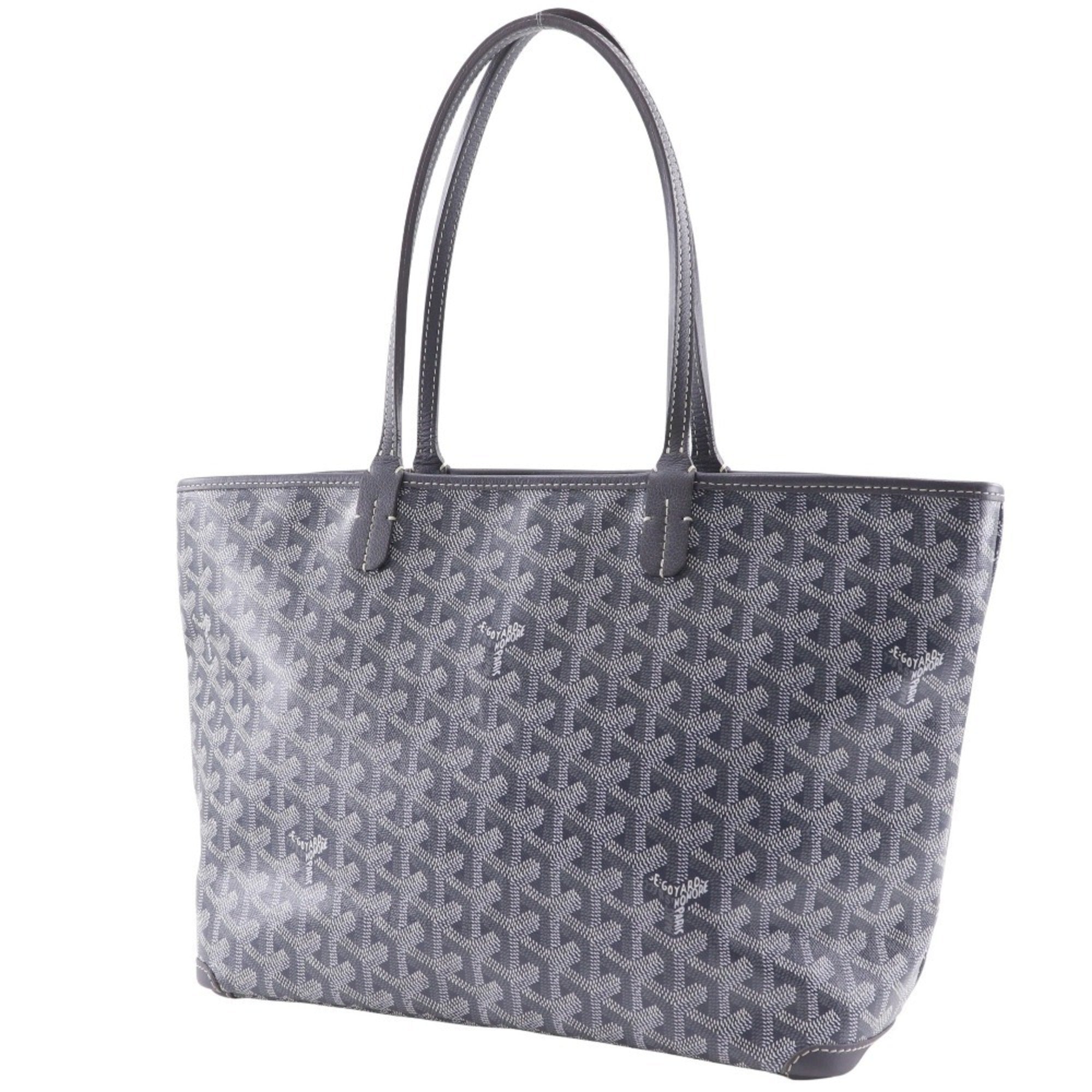 Goyard Artois PM Tote Bag, PVC and Calfskin, Gris Gray, A4 Size, Unisex