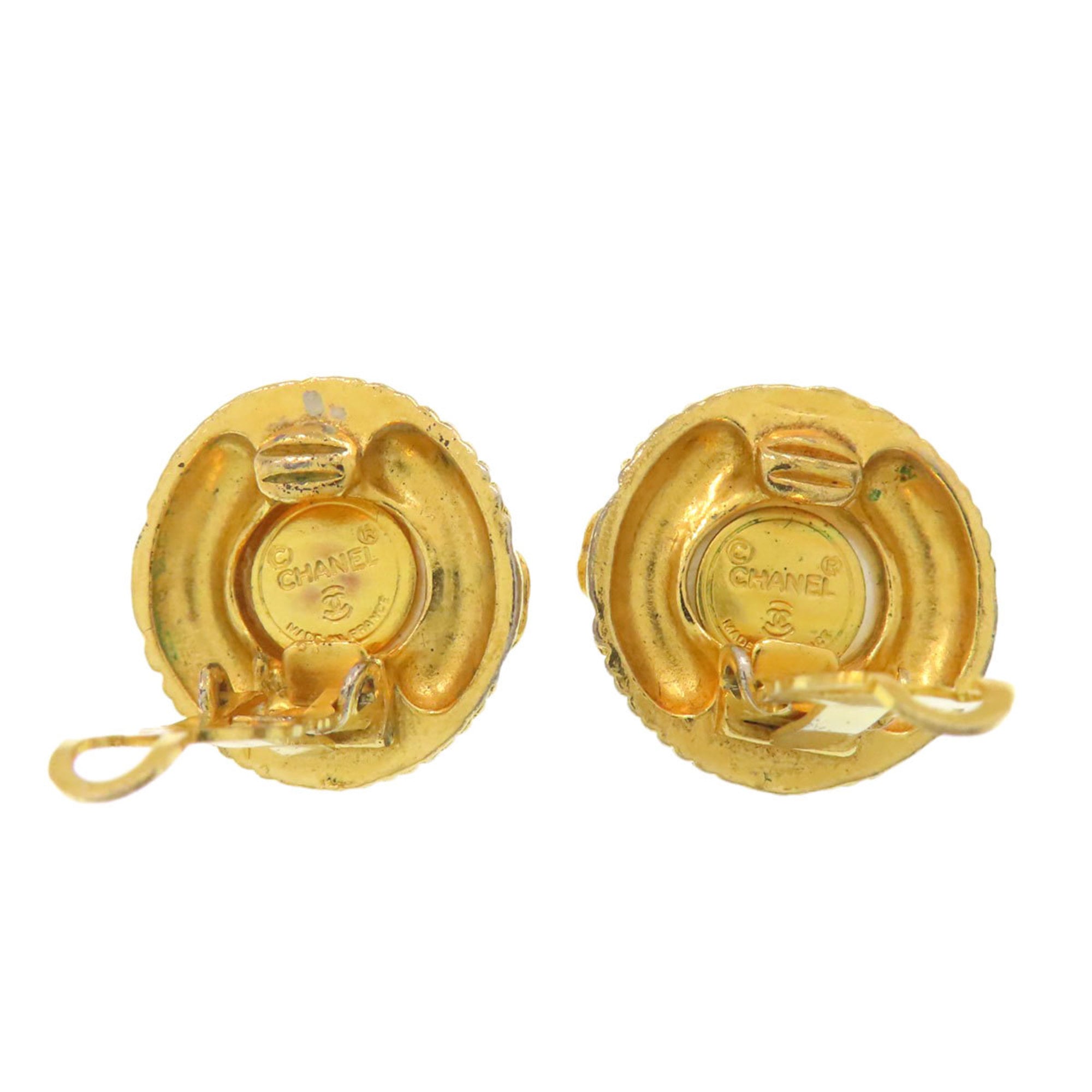 Chanel faux pearl Coco Mark earrings, metal, women's