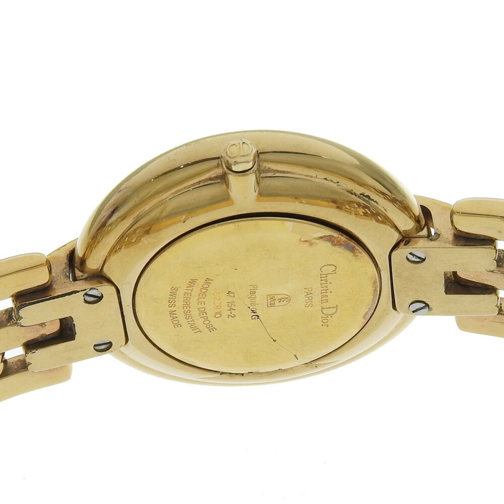 Christian Dior Bakira Watch 47 154-2 Gold Plated Quartz Analog Display Black Dial Men's — Good