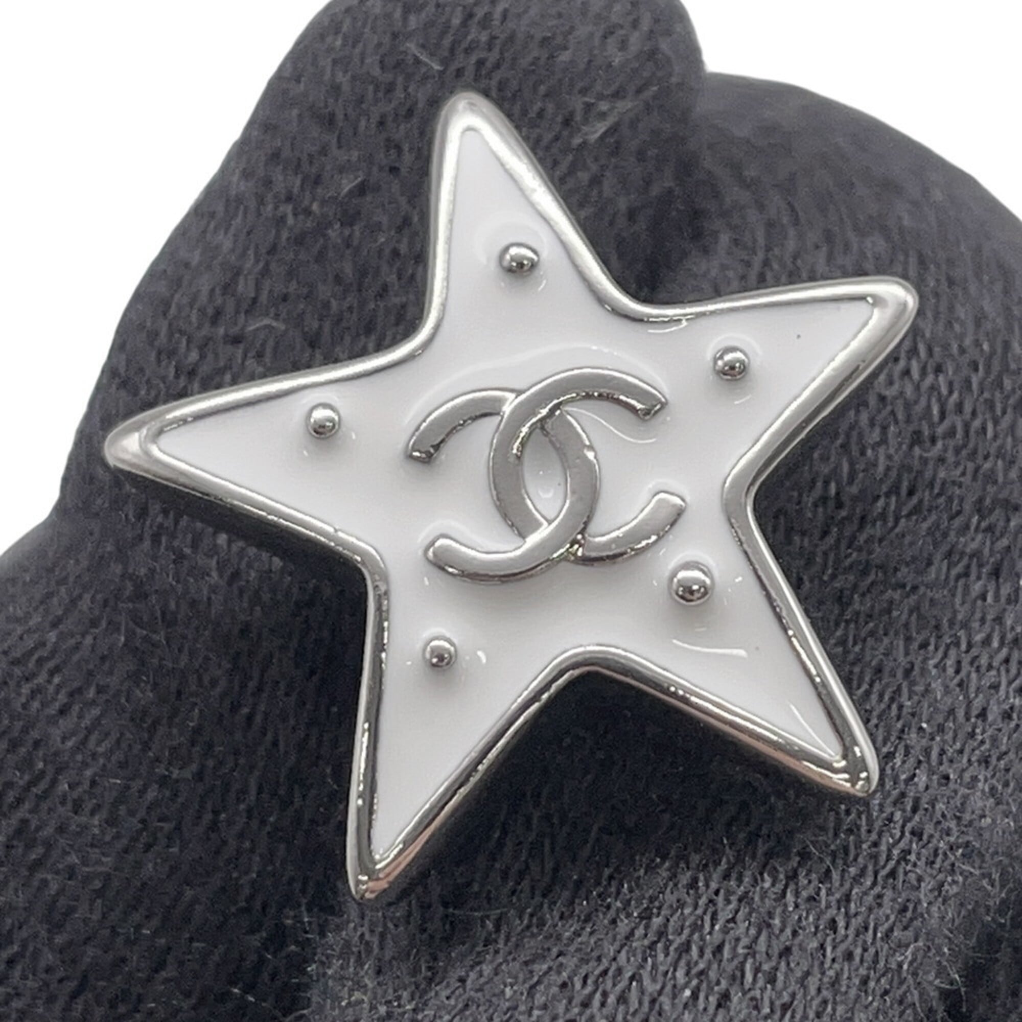 Chanel Cosmo Star Earrings Coco Mark L26 S ABH462 CHANEL Black Women's — Like New