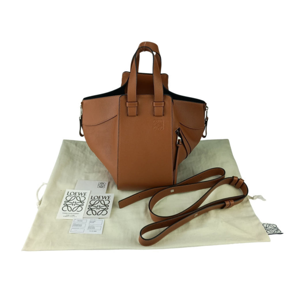 LOEWE Hammock Small Handbag 387.30.S35 TAN (Brown) Classic Calfskin Women's Shoulder Bag — Like New