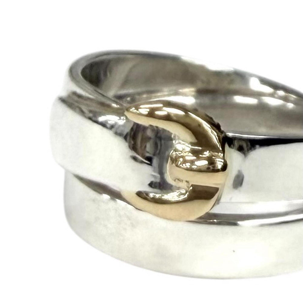 HERMES Vintage 925 750 Double True Ring, Combination Silver and Gold, Size 50, Weight 5.5g, Women's — Like New