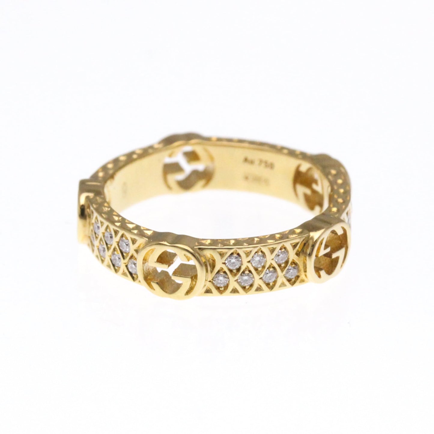 Gucci Interlocking G Diamond Ring Yellow Gold (18K) Fashion Diamond Band Ring Gold