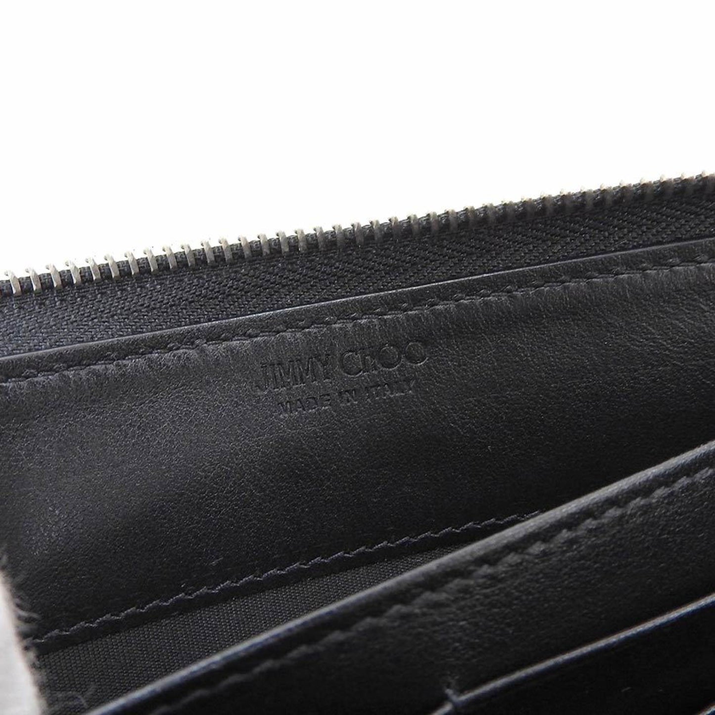 Jimmy Choo JIMMY CHOO Round Zipper Long Wallet Pippa Star Studs Leather Black