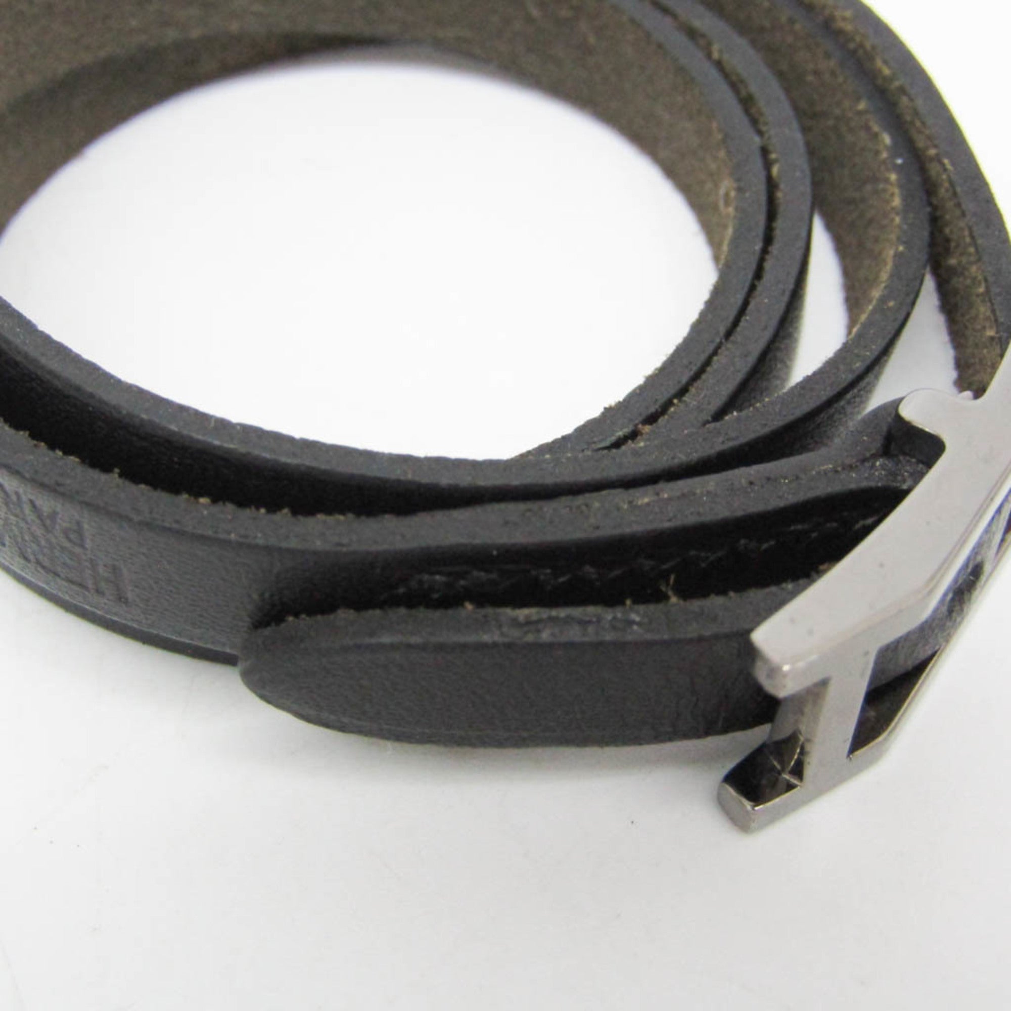 Hermes Hapi III Choker Leather,Metal Bangle Silver,Black — Like New