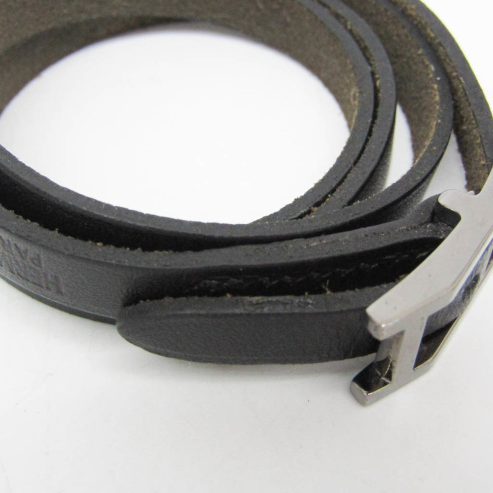 Hermes Hapi III Choker Leather,Metal Bangle Silver,Black — Like New
