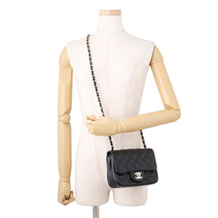 Chanel Chain Shoulder Bag Matelassé Coco Mark Caviar Skin Mini A35200 CHANEL Black Handbag Women's — Like New