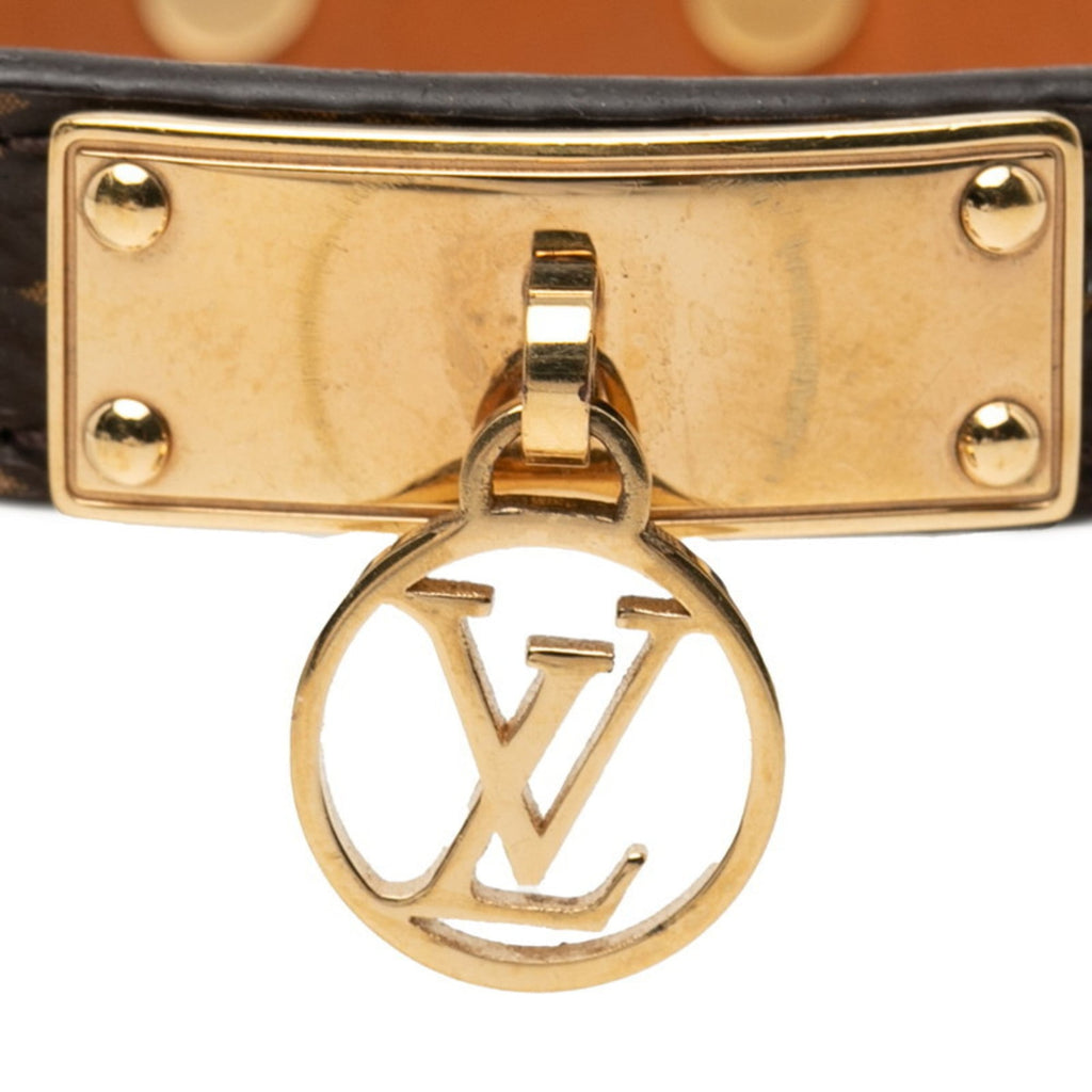 Louis Vuitton Monogram Logomania Bracelet M4150F Brown Leather Women's LOUIS VUITTON