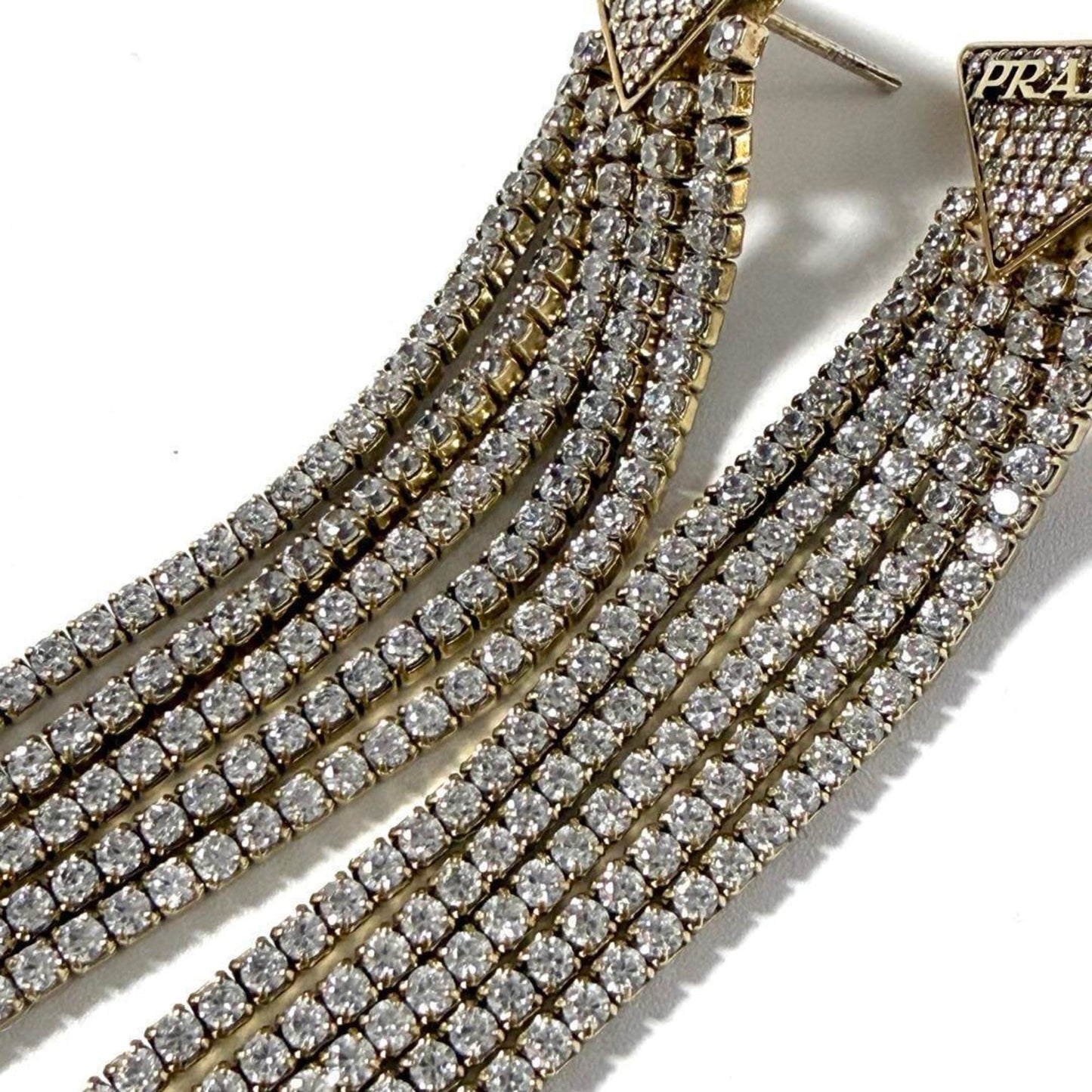 Prada Women's Crystal Logo Jewel Zirconia Earrings in Silver 925