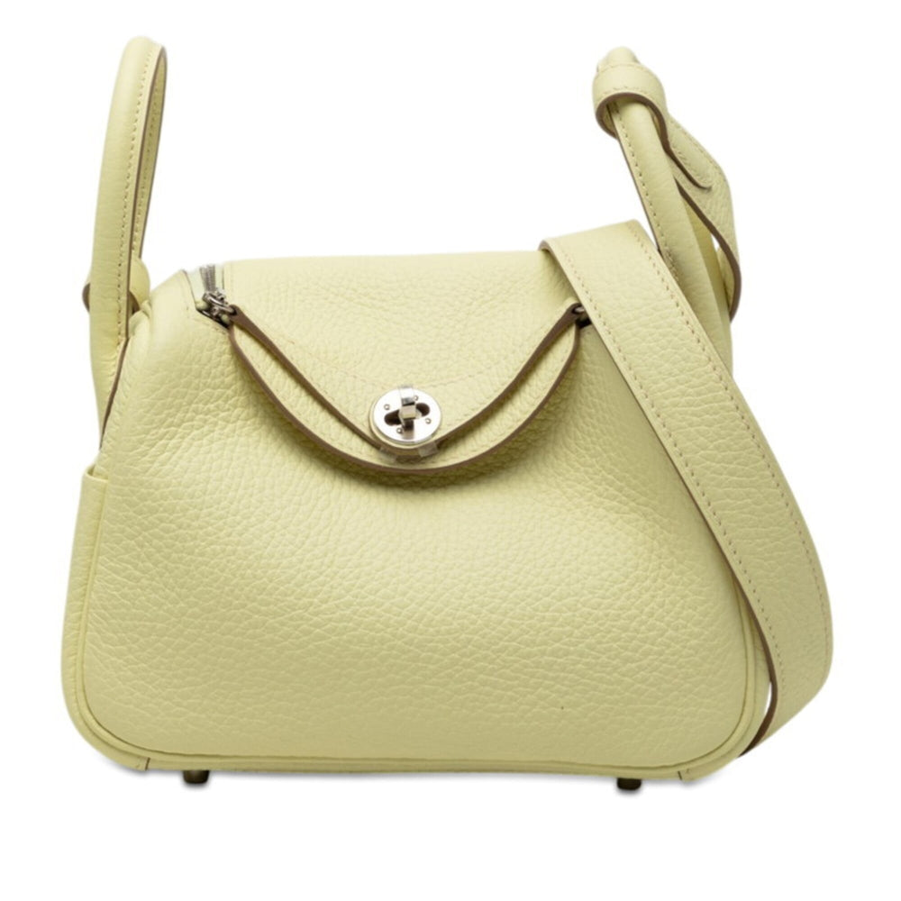 Hermes Lindy Mini Shoulder Bag/Handbag 2-Way Jaune Milton Yellow Taurillon Clemence Leather Women's HERMES — Like New