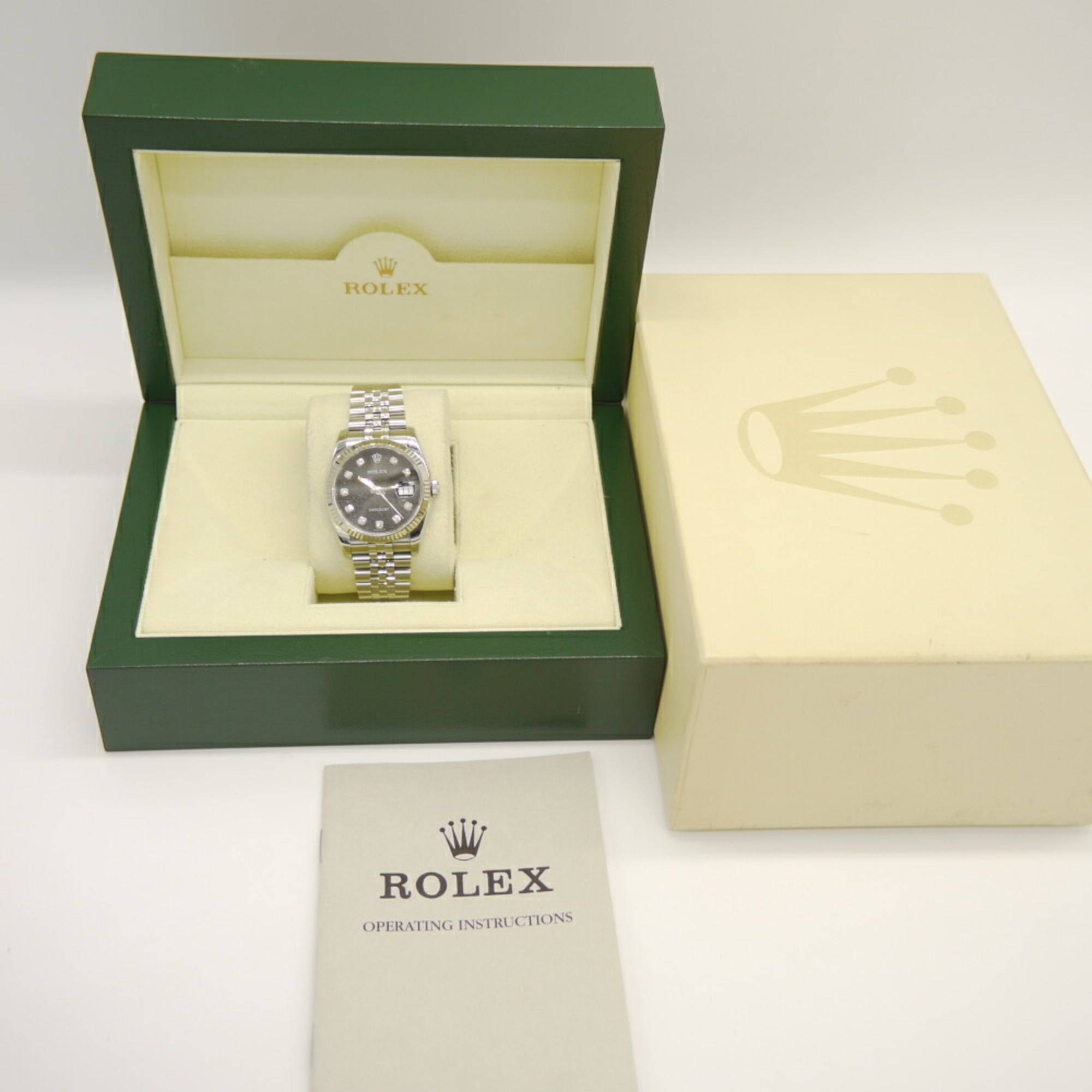 ROLEX Rolex Datejust 10P Diamond 116234G SS/WG Automatic Jubilee Bracelet Computer Dial — Good
