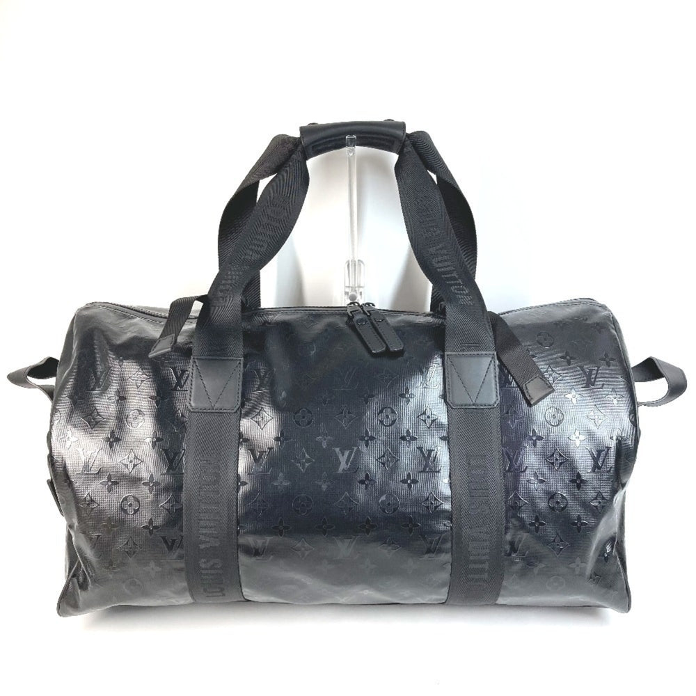 LOUIS VUITTON M23786 LV SKI Monogram Storm Keepall 55 Travel Bag, 2-Way Shoulder Bag/Boston Leather, Men's/Women's, Black, Like New — Like New