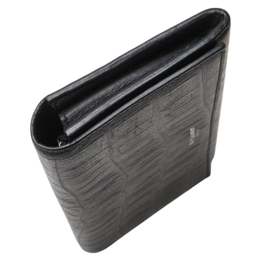 Saint Laurent Crocodile Embossed Long Wallet Black Leather Women's SAINT LAURENT