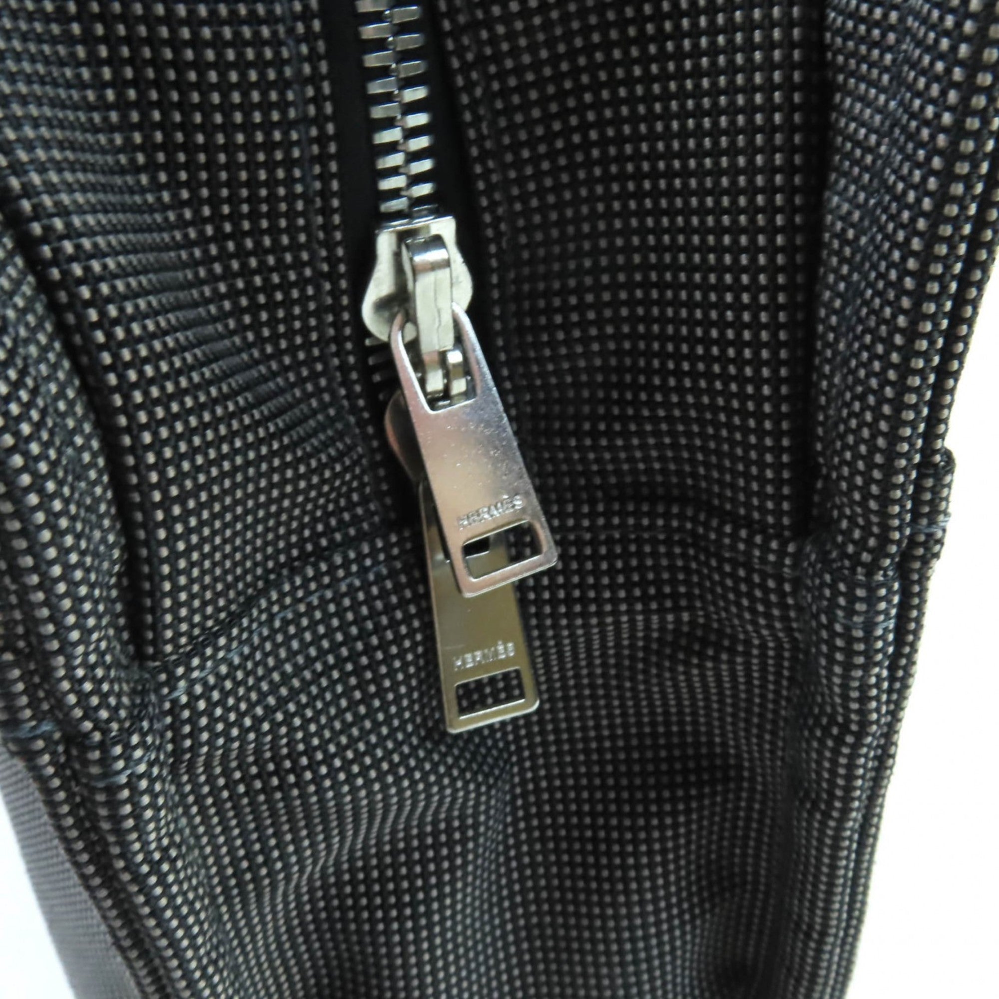 HERMES Air Line MM Silver Hardware Serie Button Canvas Tote Bag Gray Made in France Women's — Like New