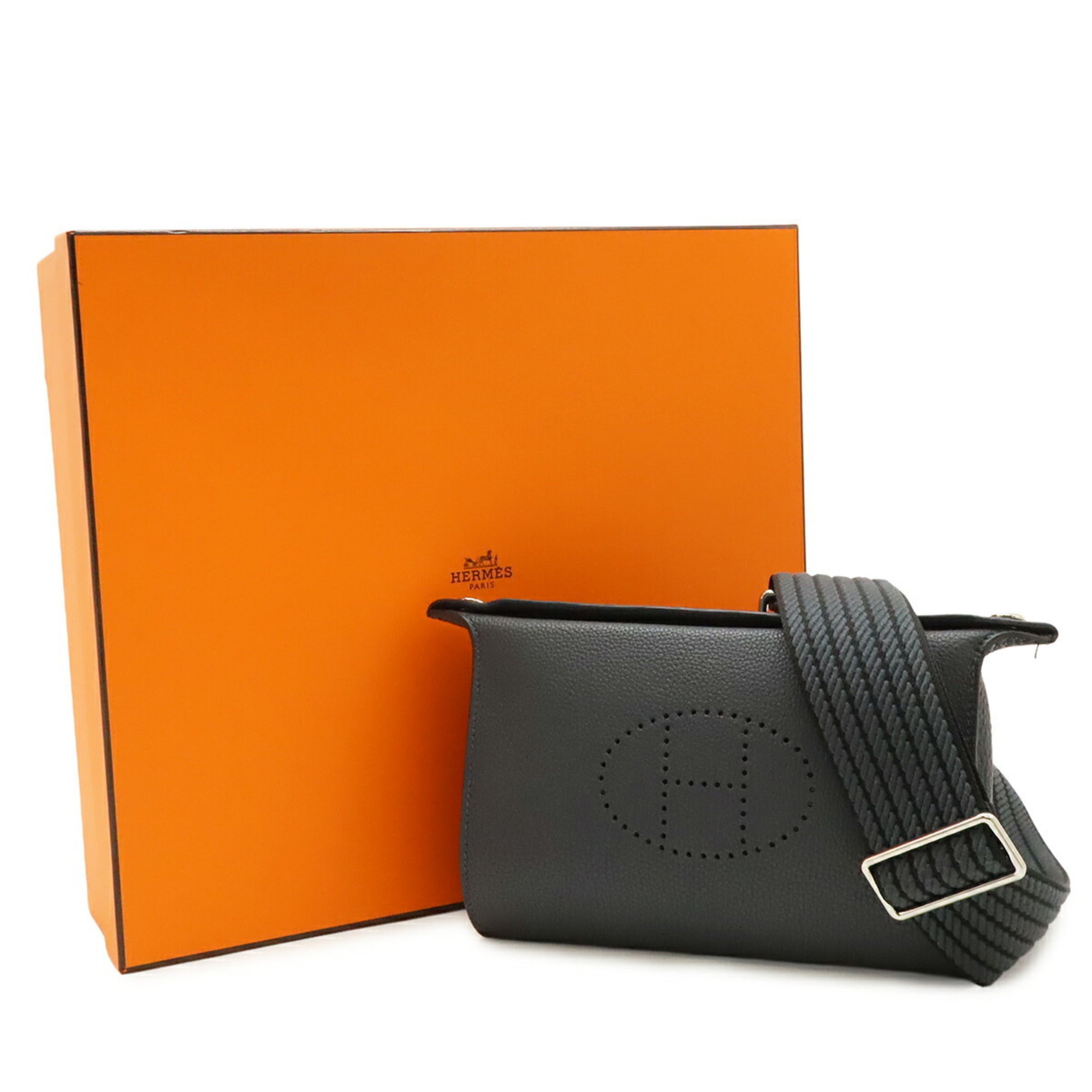 HERMES Hermes Vide Poche H Evelyne Shoulder Bag Togo Gris Misty Grey W Stamp — New - Store Return