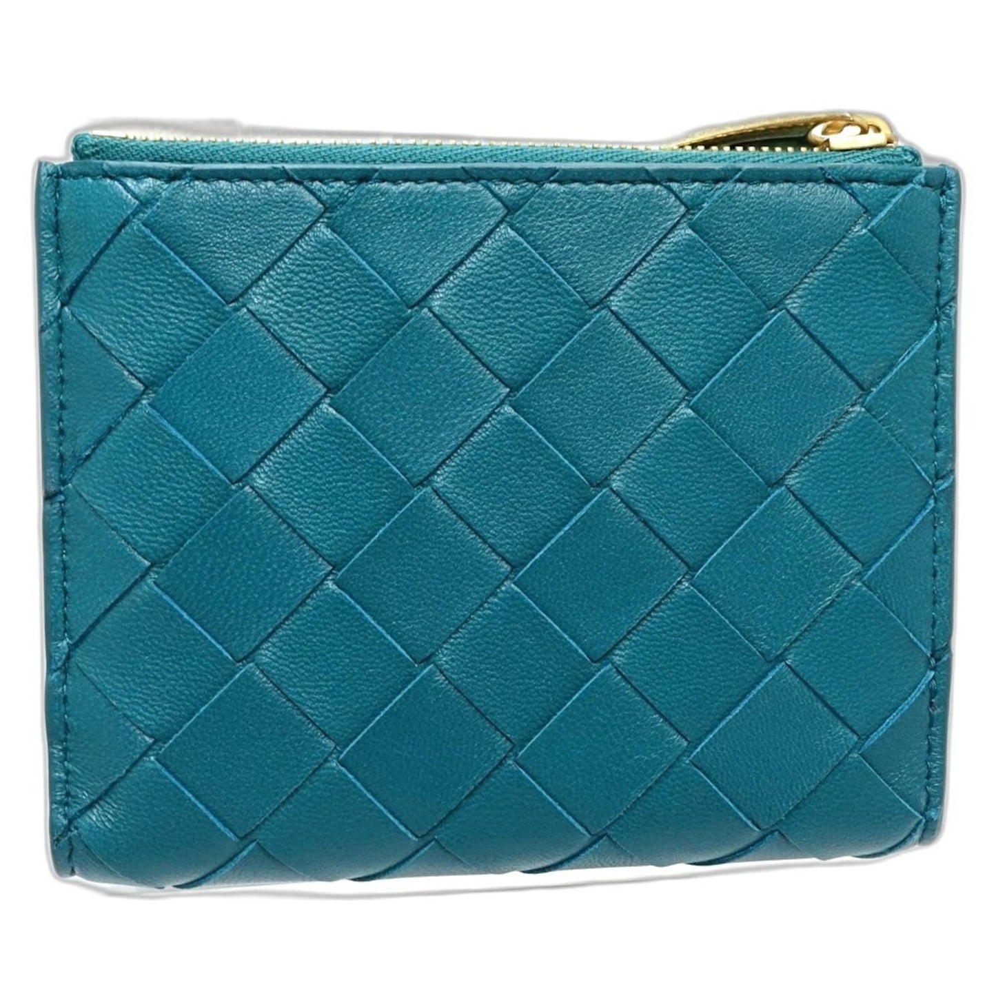 BOTTEGA VENETA Women's Intrecciato Lambskin Turquoise Bifold Wallet 188608
