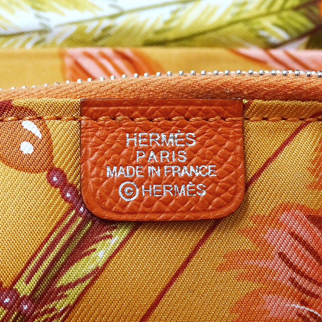 Hermes Hermès Women's Azap Silkin Classic Long Wallet in Epsom Leather, Orange, Silver Hardware, Round Zipper, R Stamp