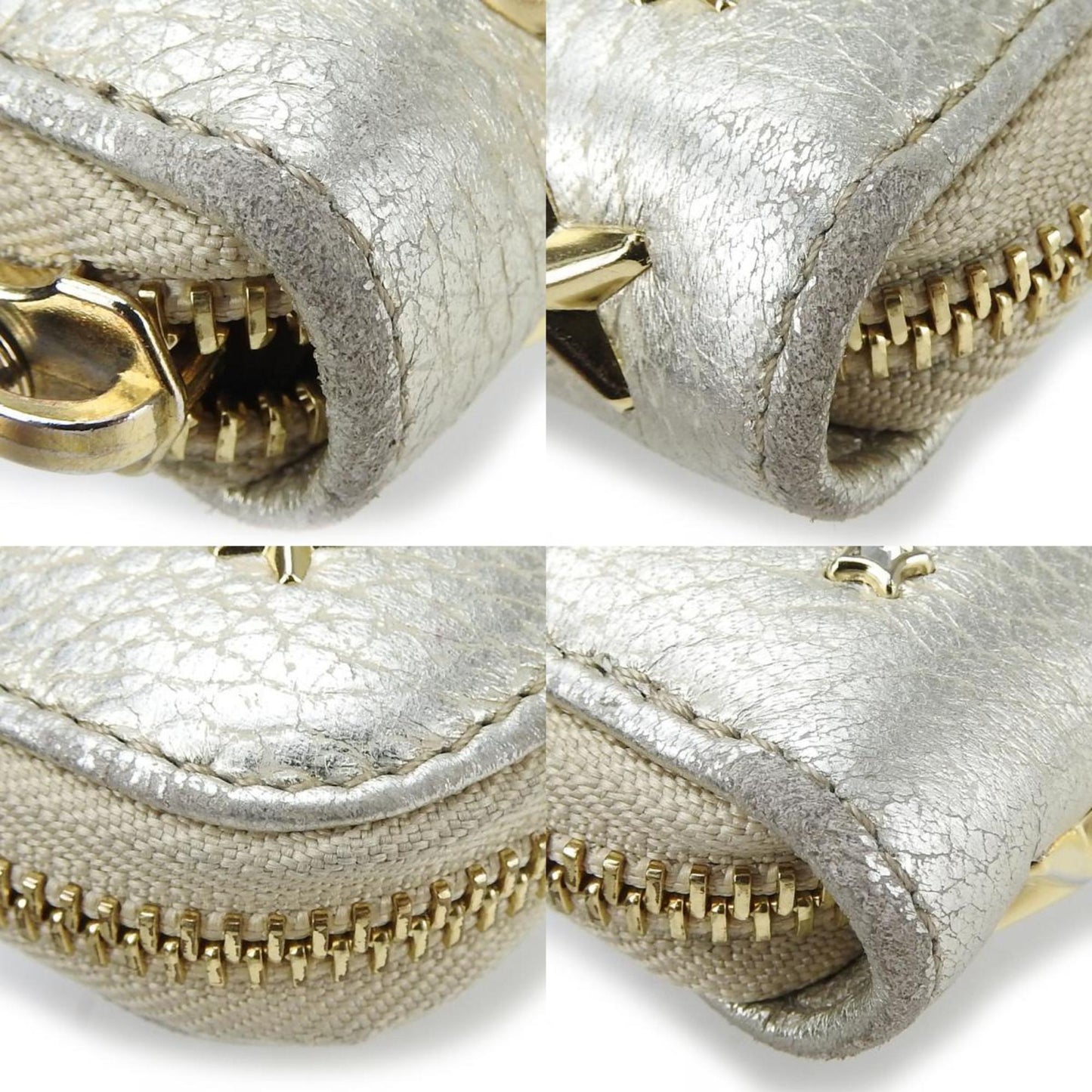 Jimmy Choo Long Wallet Leather Champagne Gold Star Studs Crystal Round Ladies JIMMY CHOO