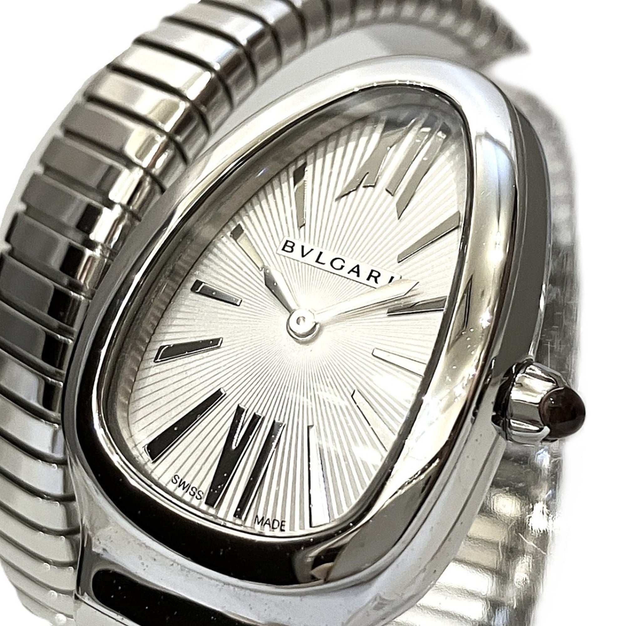 Bulgari BVLGARI Serpenti watch, total weight 61.2g, stainless steel, quartz movement, silver dial, SP35S — Good