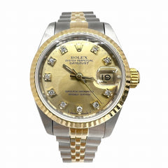 ROLEX Datejust 10P Diamond Stainless Steel 18K Yellow Gold Dial 69173G L-serial Two-tone Automatic Women's Watch — Very Good