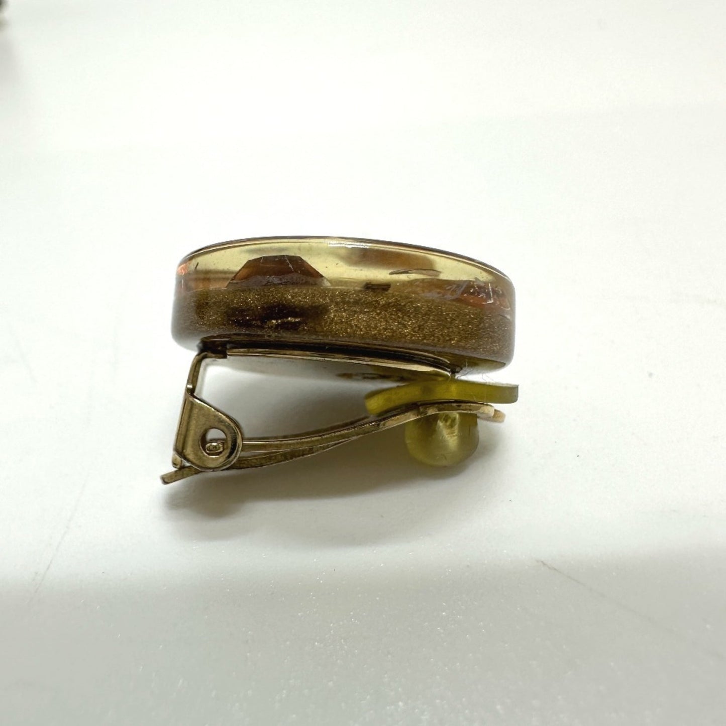 CHANEL Clover 01C Earrings, Plastic, Women's, Gold