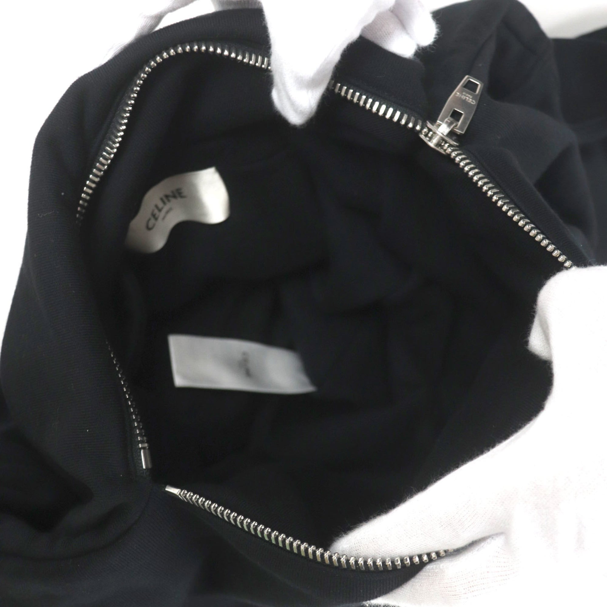 CELINE 11020 2EKO MEDIUM SWEAT BAG, Medium Sweat Bag with Logo Print, Crossbody/Shoulder Bag, Black, Includes Dust Made in Italy, Authentic, Men's — Like New