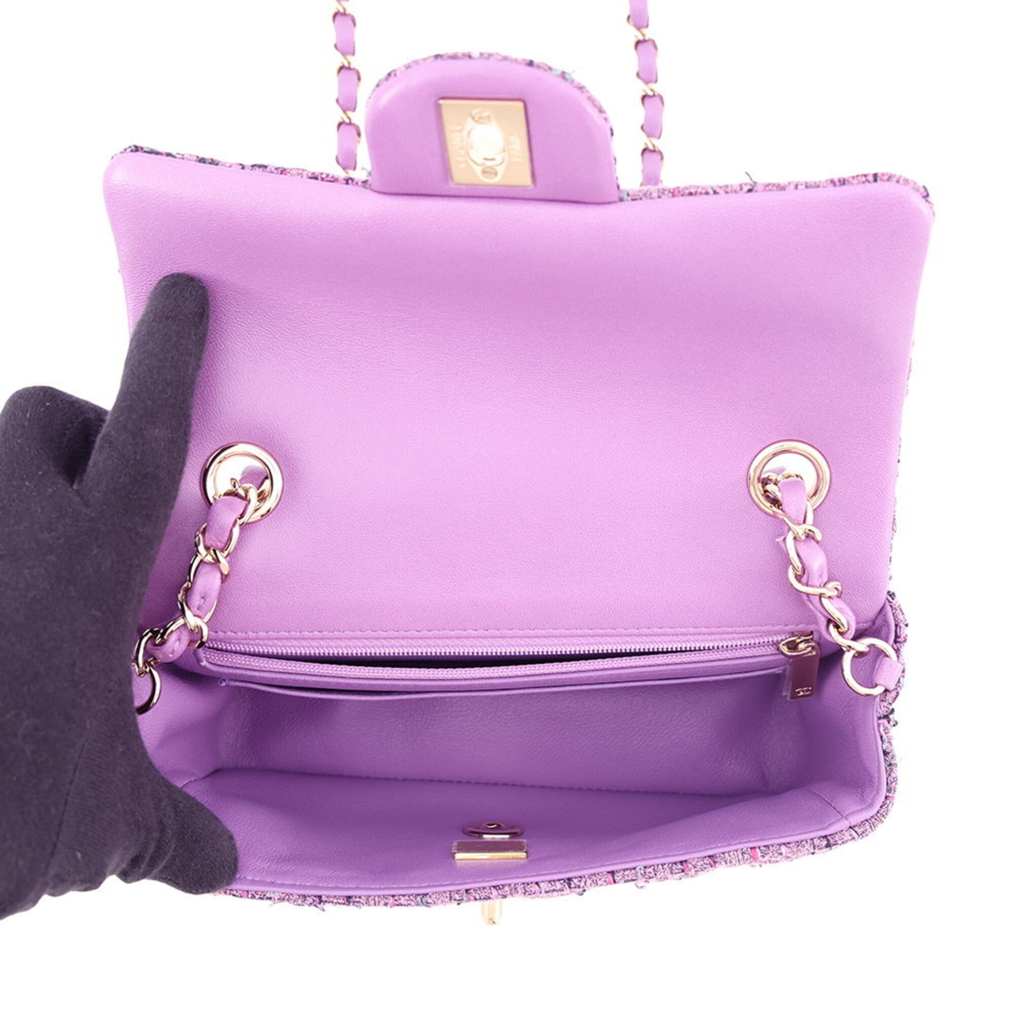 Chanel Chain Shoulder Bag, Coco Mark, Matelassé Tweed, A69900, CHANEL, Handbag, Women's, CHANEL — Like New