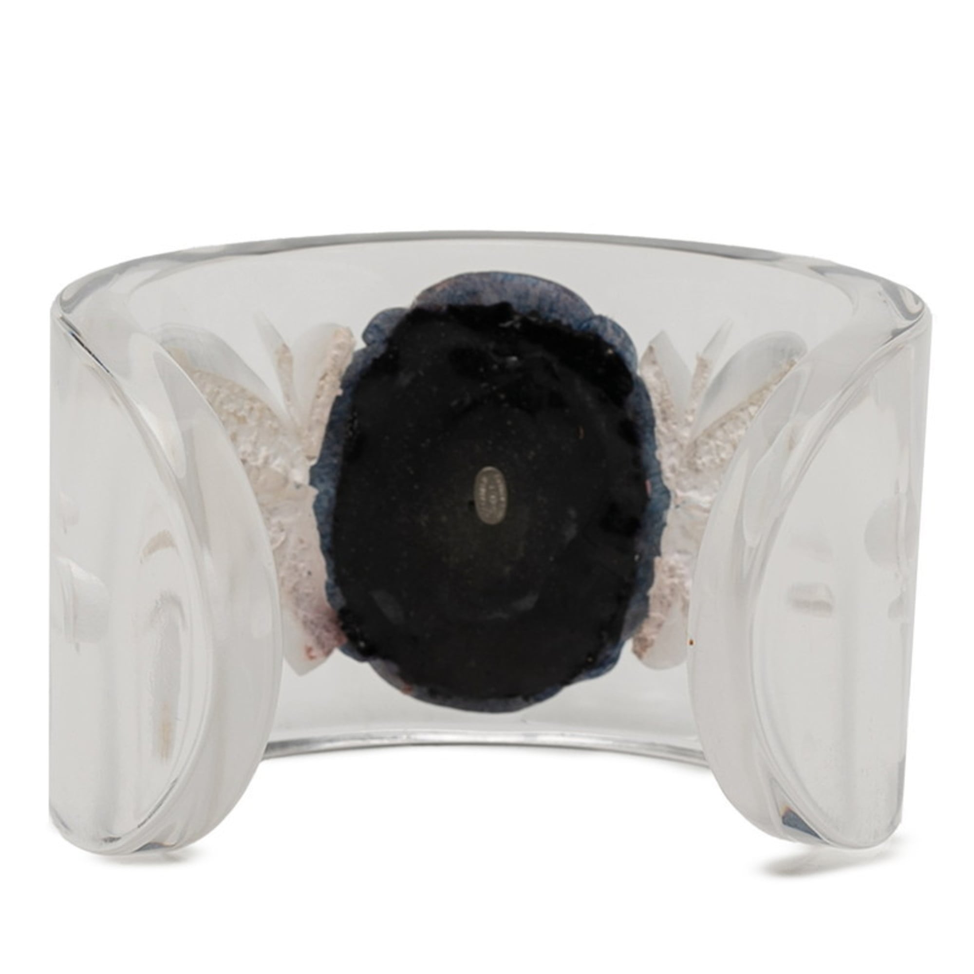 CHANEL Camellia Bangle Clear White Black Plastic Women's
