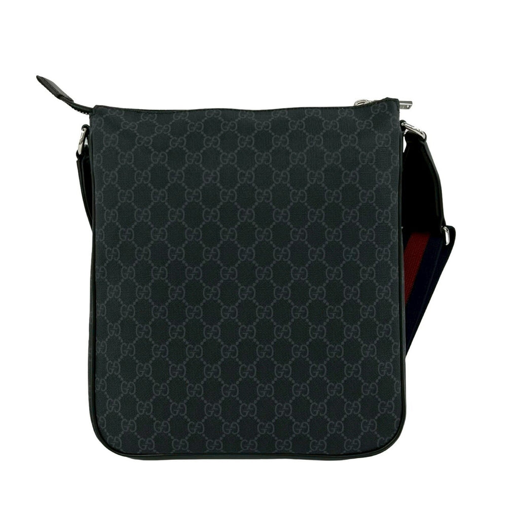 GUCCI Sherry Line GG Supreme Logo Pattern Leather Shoulder Bag Tote Black Navy Red 39987 — Like New