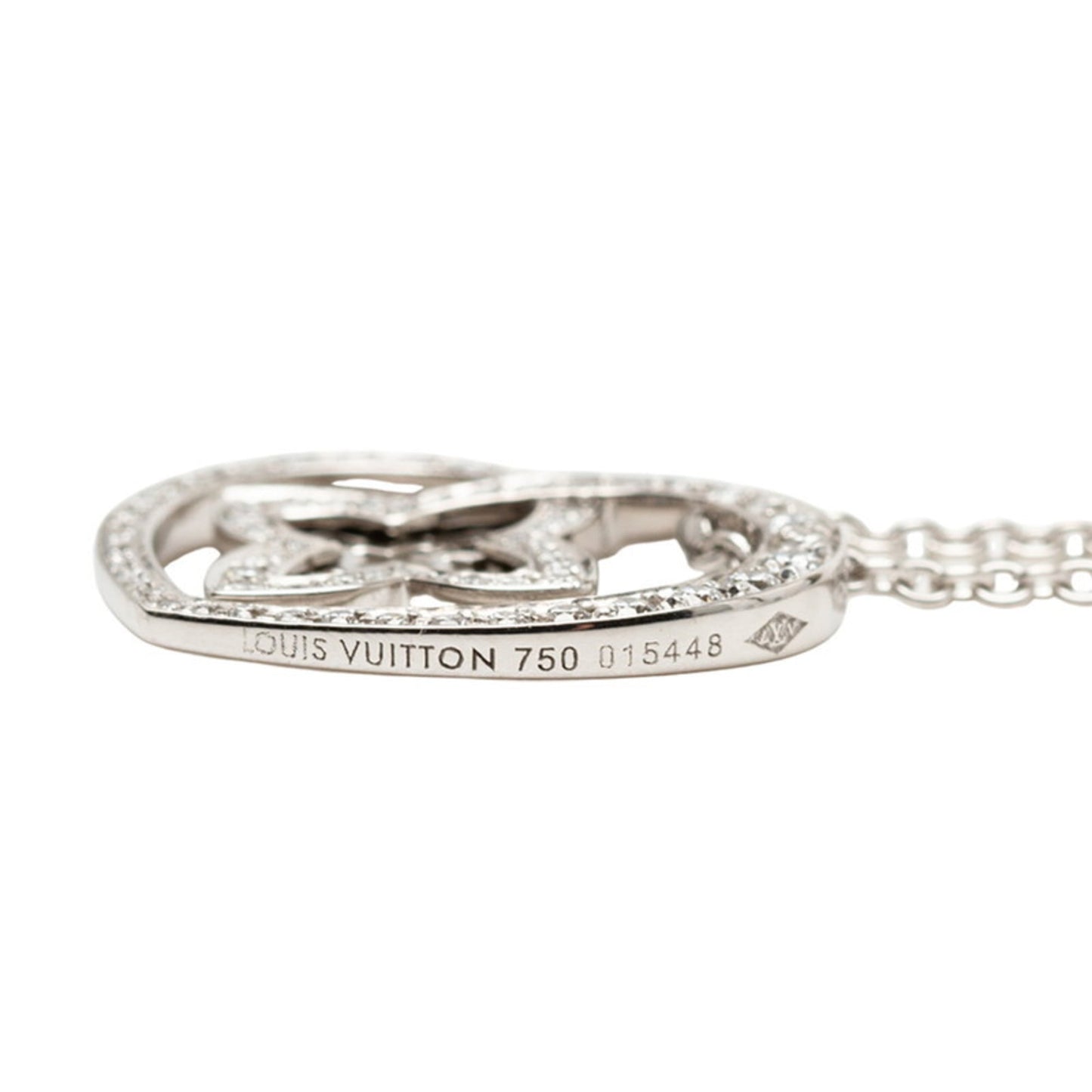 Louis Vuitton Pendant Necklace PM Diamond Q93214 Silver 18K White Gold Women's LOUIS VUITTON