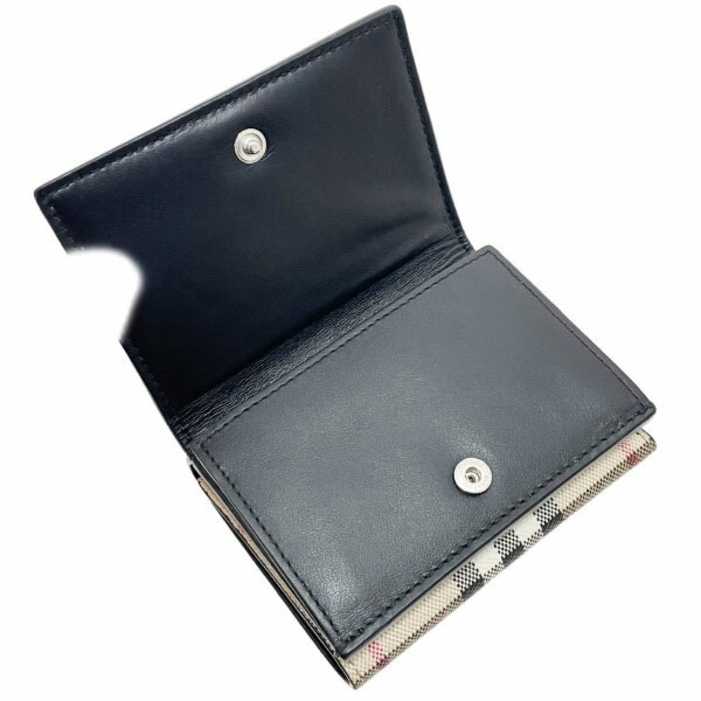 Burberry Check Trifold Wallet, PVC Leather, Beige, Black, BURBERRY Double Wallet AANN-15824