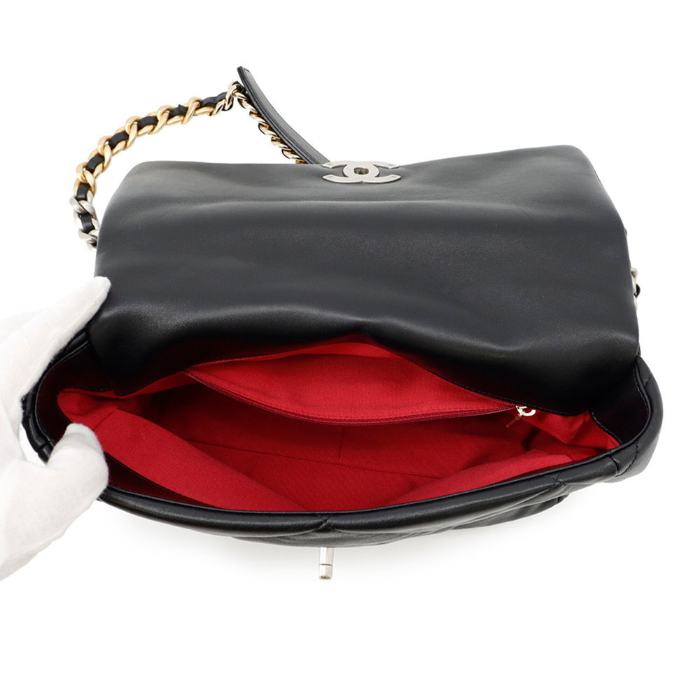 Chanel Chain Shoulder Bag 19 Large Lambskin AS1161 CHANEL Handbag 2-way Black Women's — Like New
