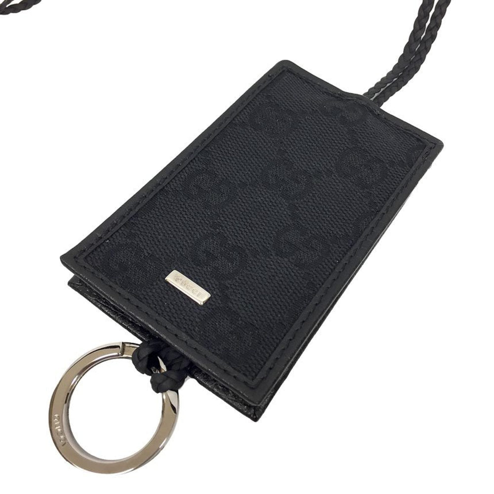 GUCCI GG Canvas Crochet Necklace Key Ring Keychain Charm Black Pendant Gucci Men's — Like New