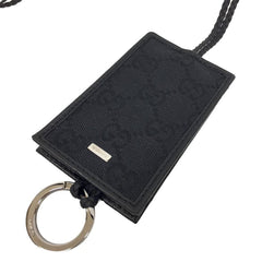 GUCCI GG Canvas Crochet Necklace Key Ring Keychain Charm Black Pendant Gucci Men's — Like New