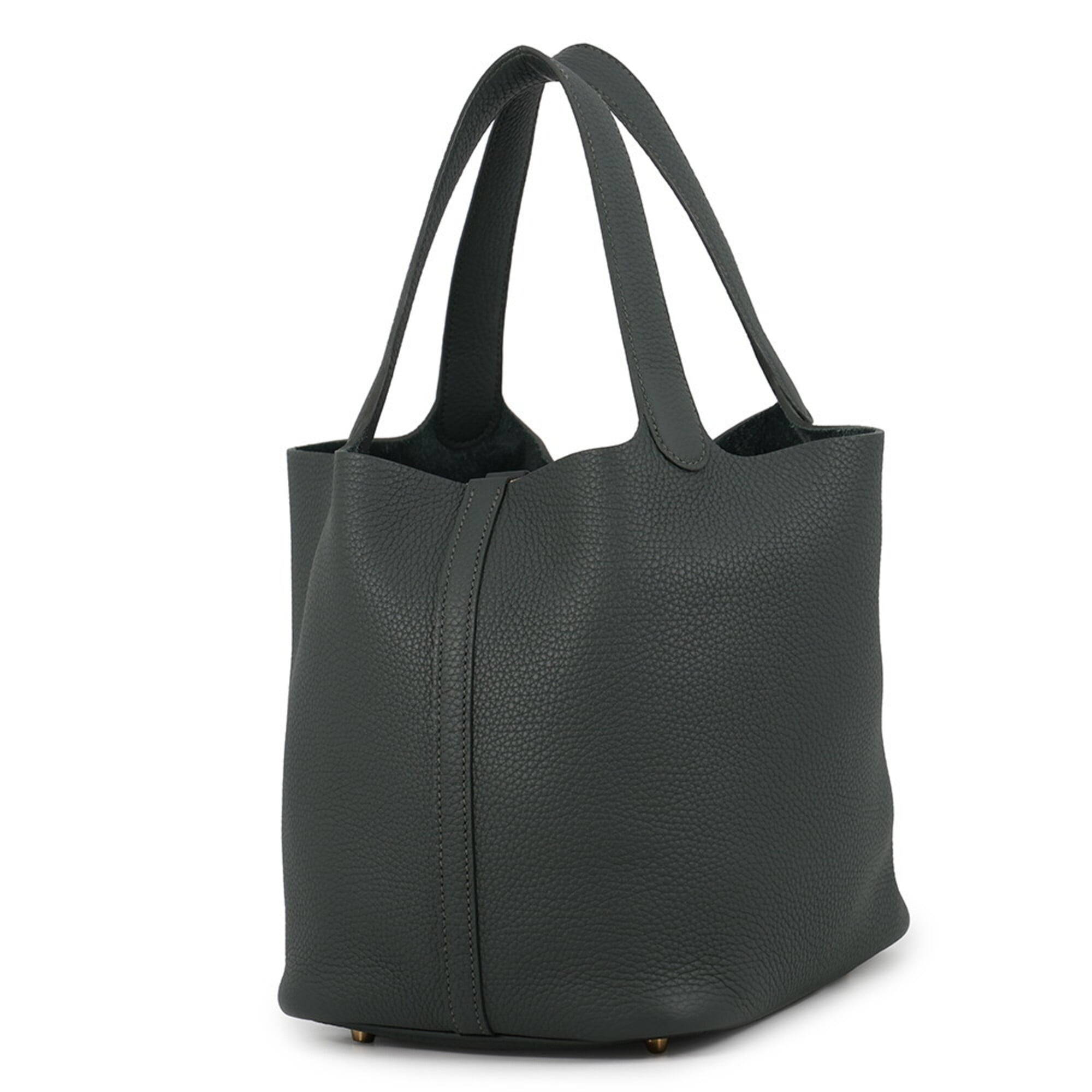 Hermes Picotin Lock MM Handbag, Vert Mangrove, Taurillon Clemence Leather, K Stamp, HERMES Tote Bag, Lock, Picotin, Women's — Like New