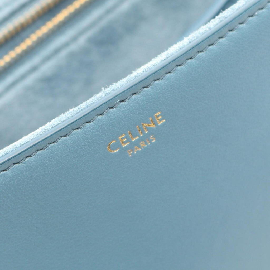 Celine Teen Soft 16 Shoulder Bag, Leather, Women's, Blue, 196853