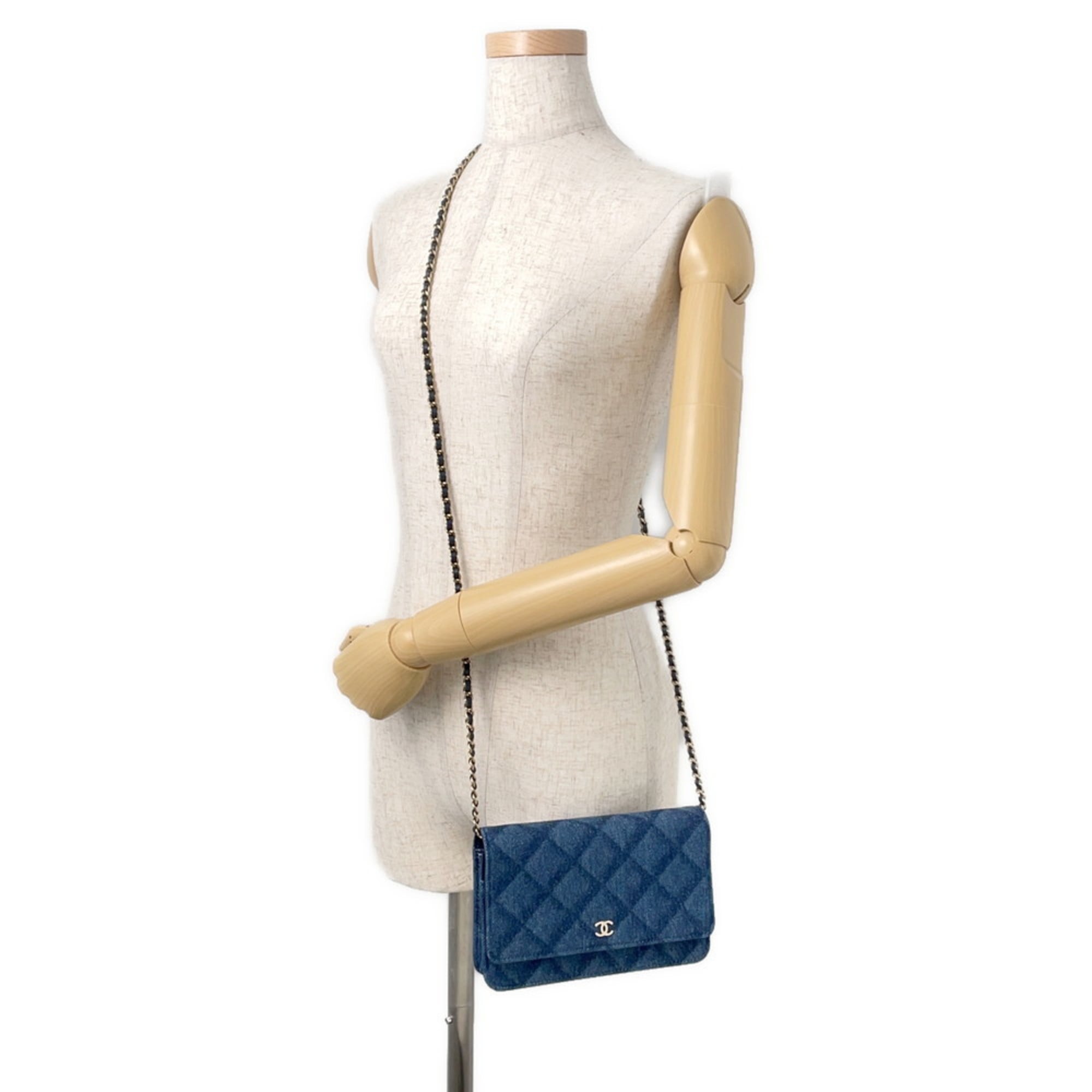 Chanel Chain Wallet Matelasse Coco Mark Denim/Leather AP0250 CHANEL