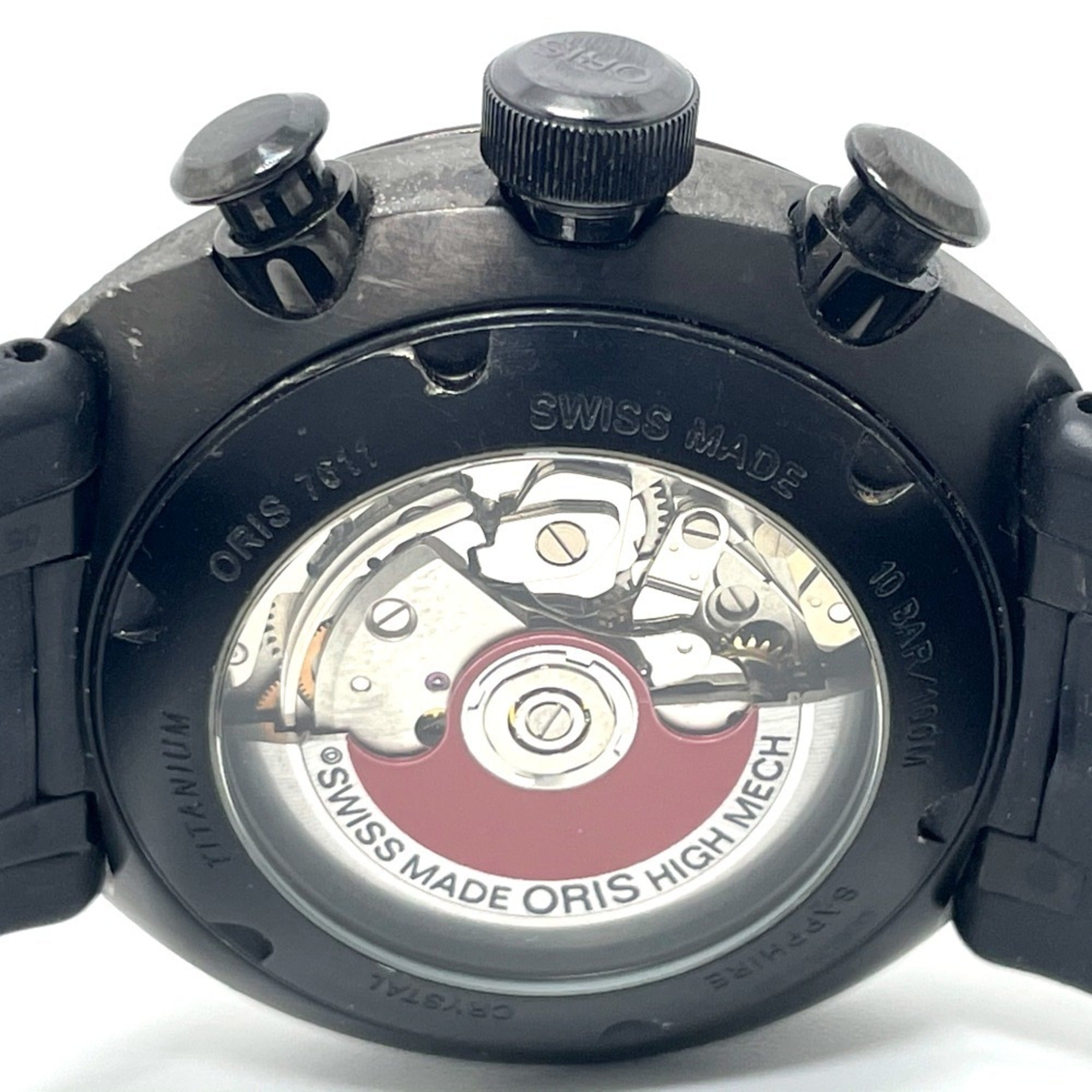 ORIS 7611 Chronograph TT3 CHRONOGRAPH BLACK Automatic Watch with Titanium/Rubber Strap, Men's, Black — Good