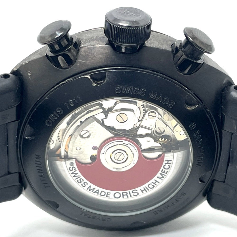 ORIS 7611 Chronograph TT3 CHRONOGRAPH BLACK Automatic Watch with Titanium/Rubber Strap, Men's, Black — Good