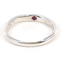 Celine PT1000 Platinum Ring, 1 Diamond (0.02ct), Ruby, Total Weight 5.4g, Like New Condition — Like New