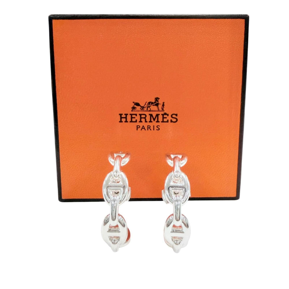HERMES Chaine d'Ancre Enchainée 925 Sterling Silver Earrings, Made in France, 2024 Model, Weight 9.0g, Women's, with Case — Like New