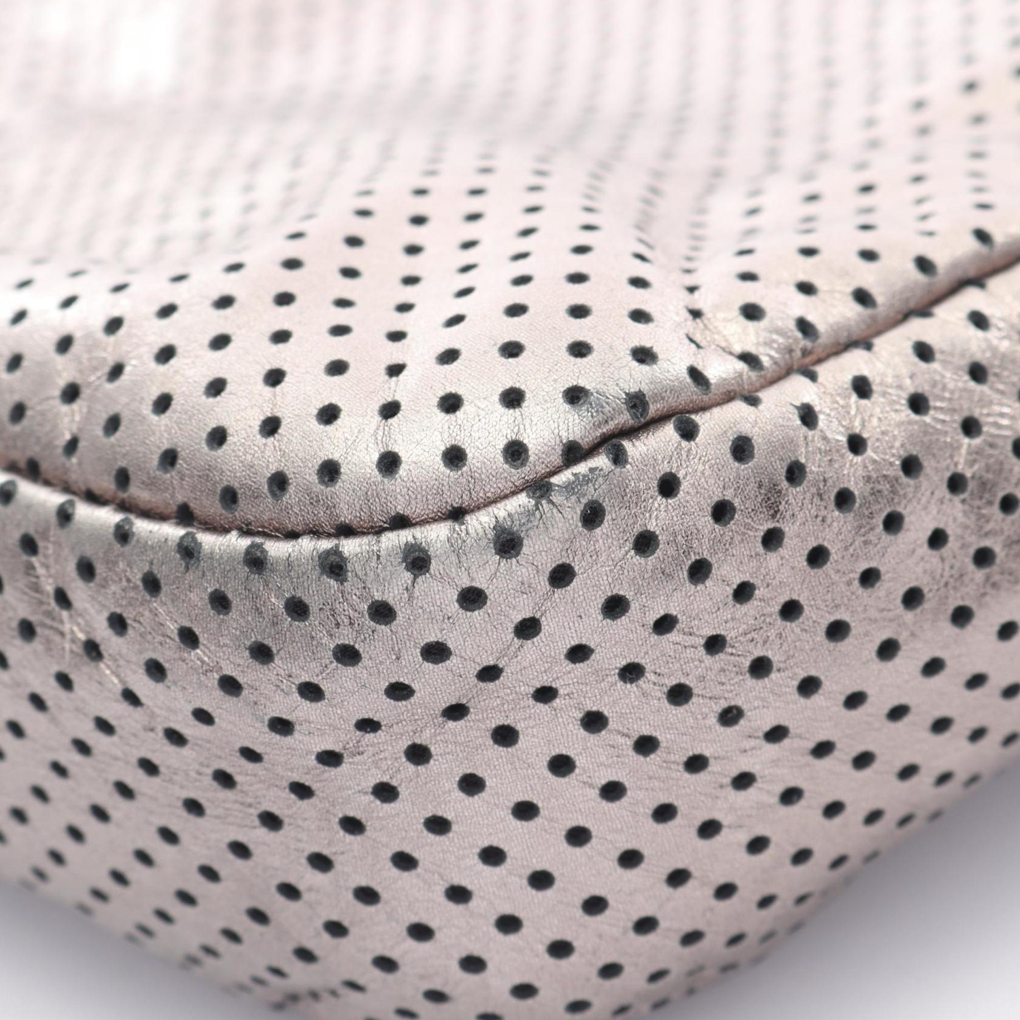 Chanel 2.55 Punched Leather Shoulder Bag, Women's, Silver