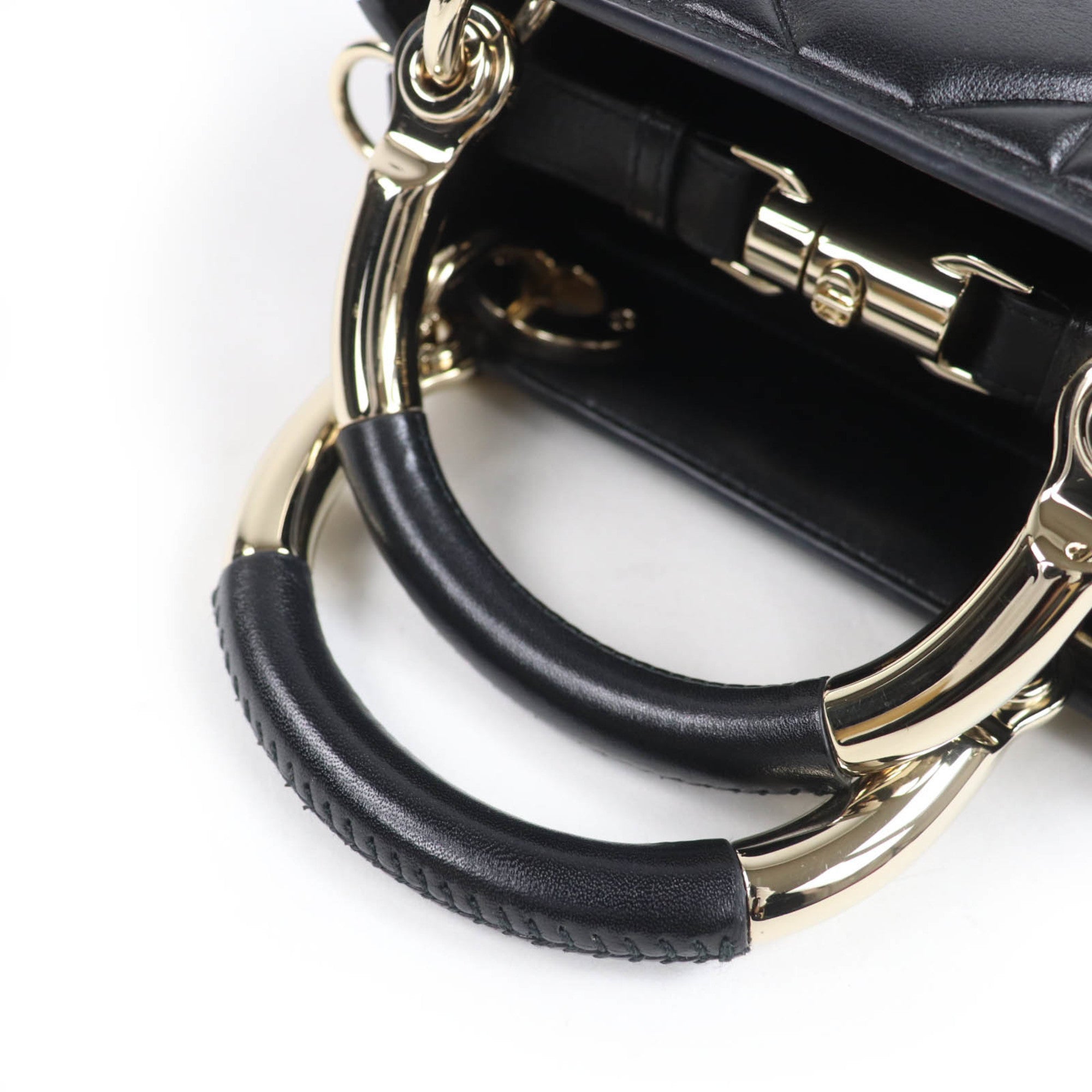 Christian Dior Cannage Lady 95.22 Mini Lambskin 2-Way Handbag/Shoulder Bag, Black, Gold Hardware, Dust Bag Included, Made in Italy — Like New