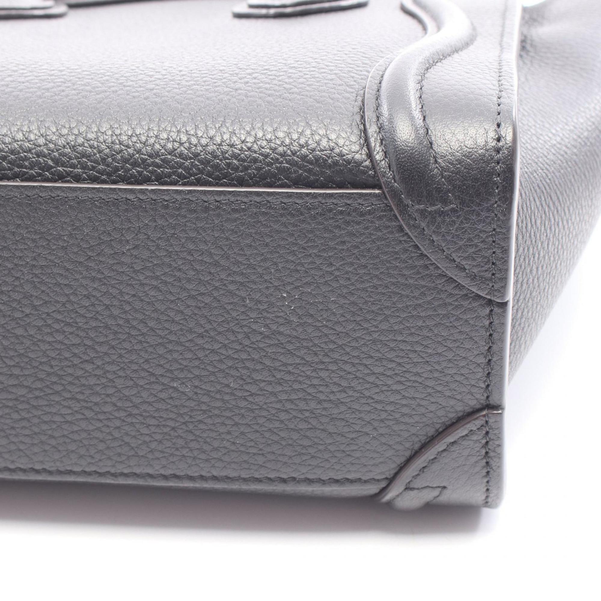 Celine Luggage Nano Shopper Handbag, Leather, Women's, Black