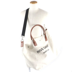 SAINT LAURENT 685543 Rive Gauche Maxi 2-Way Shopping Bag, Canvas and Leather Tote Beige Brown, Includes Dust Made in Italy, Men's — Like New