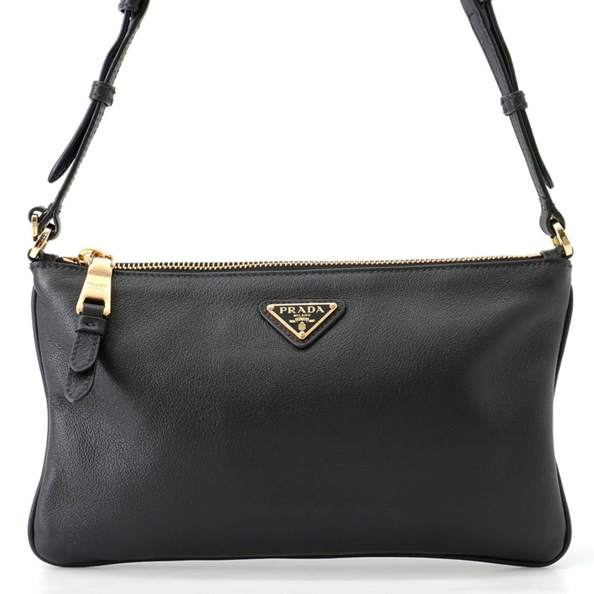 Prada Shoulder Bag Triangle Leather 1BC238 PRADA Handbag — Like New