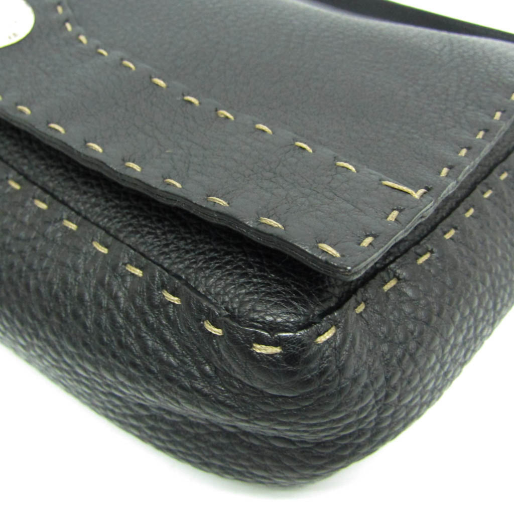 Fendi Selleria 8BT116 Women's Leather Messenger Bag,Shoulder Bag Black
