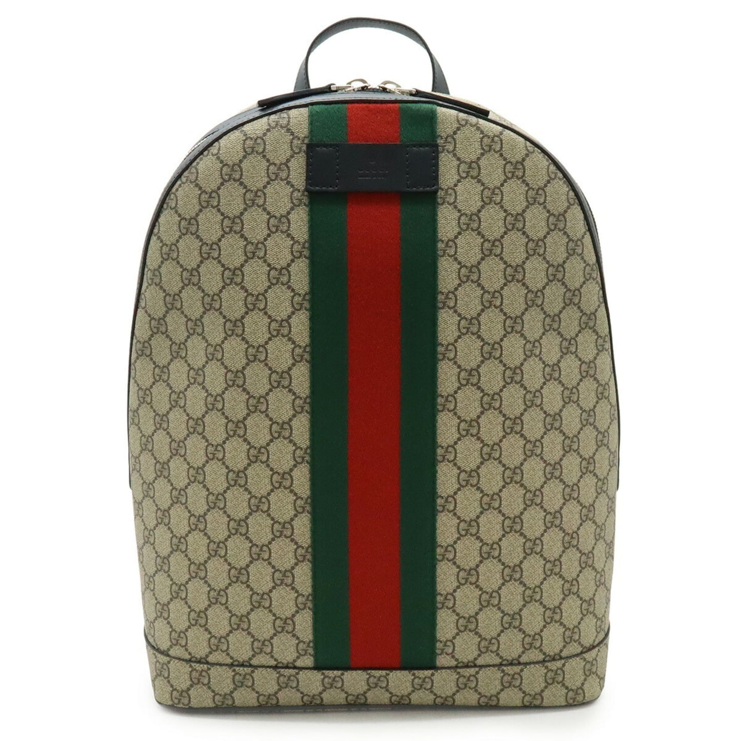 GUCCI Gucci Web GG Supreme Sherry Line Backpack, PVC and Leather, Beige, Black, Green, Red, 443805
