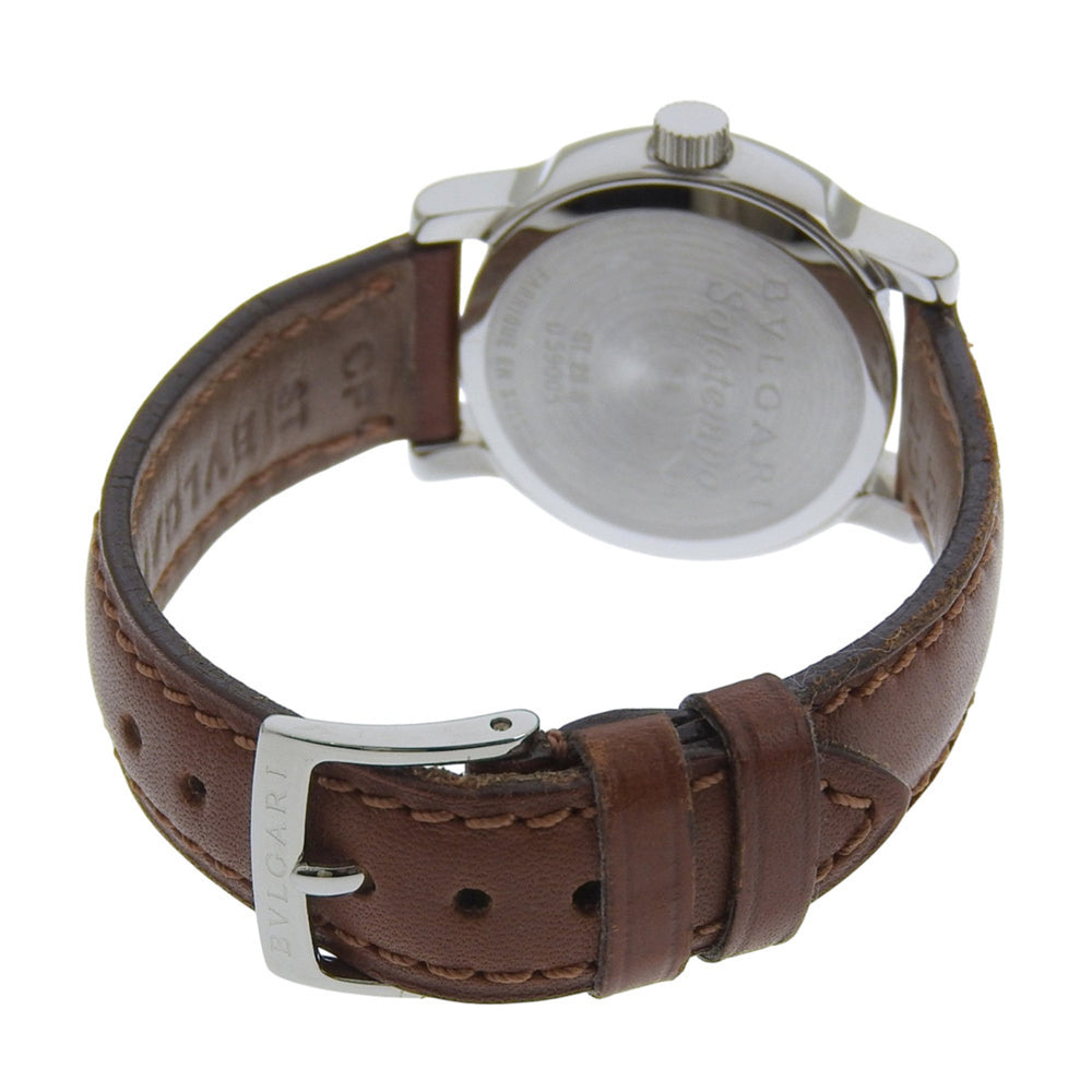 Bulgari BVLGARI Solo Tempo Watch ST29SL Stainless Steel x Leather Quartz Analog Bronze Dial Women's — Very Good