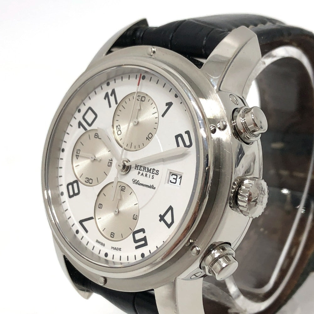 HERMES CP1.910 Clipper Chrono Automatic Chronograph Date Wristwatch Watch SS Men's Silver — Good